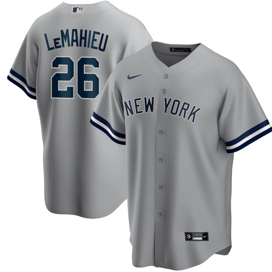 Mens New York Yankees #26 DJ LeMahieu Nike Gray Road Replica Player MLB Jerseys